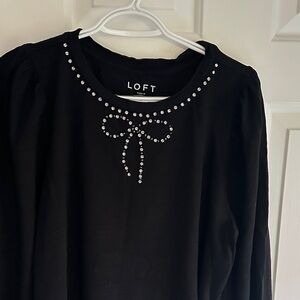LOFT Black Embellished Women's Top- XL 100% cotton